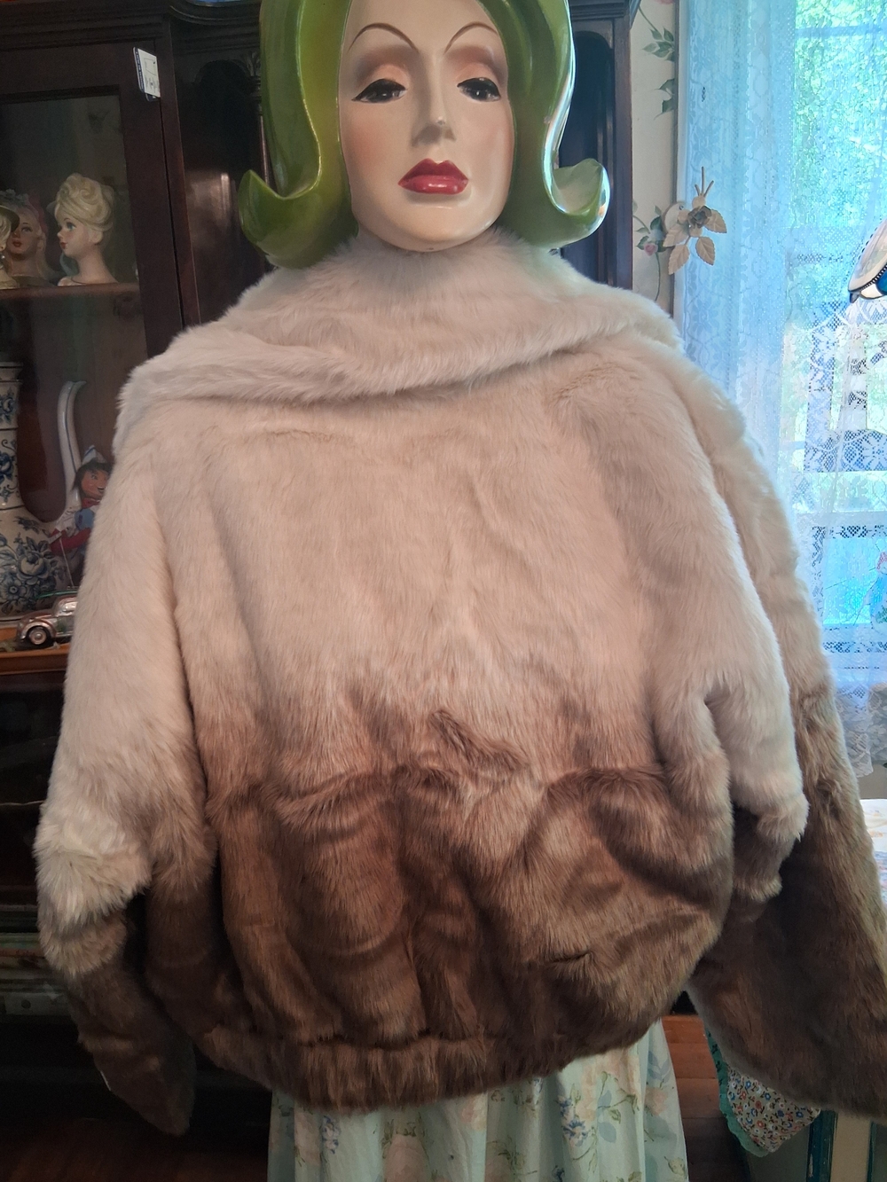 NWT VENUS Ombre Cream to Brown Teddy Jacket Sz L